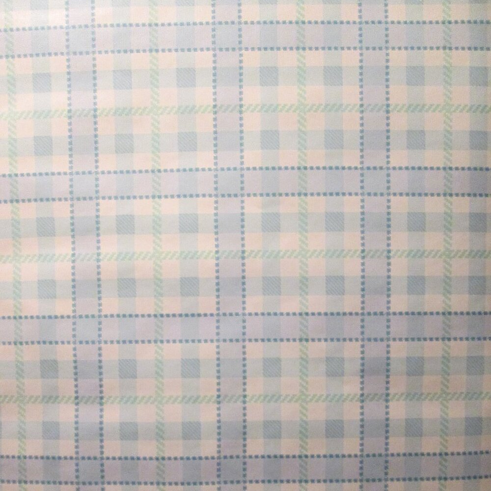 1970s Vintage Blue Gingham Motif Wallpaper